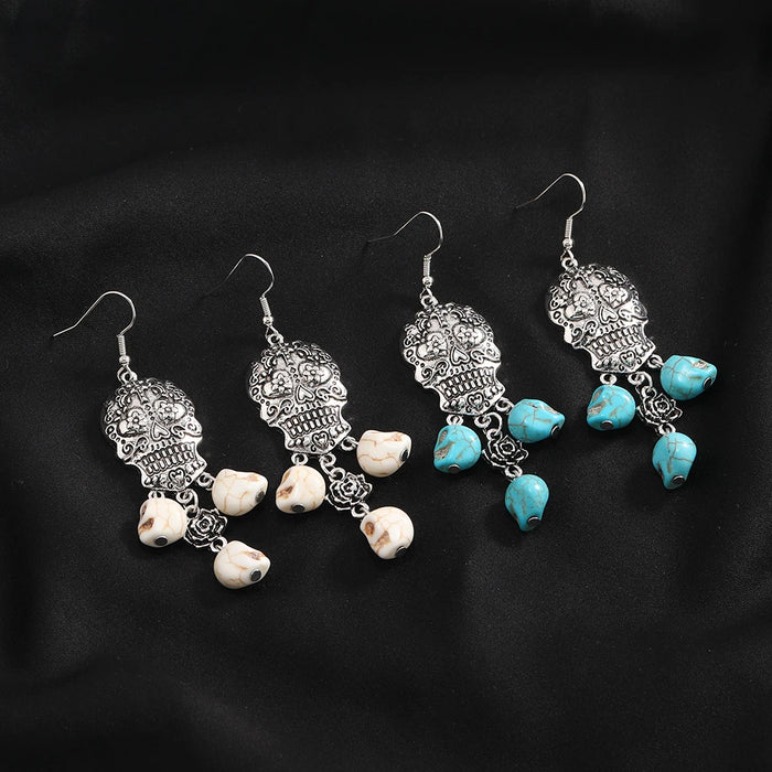 Skull Bloom Dangles Earrings