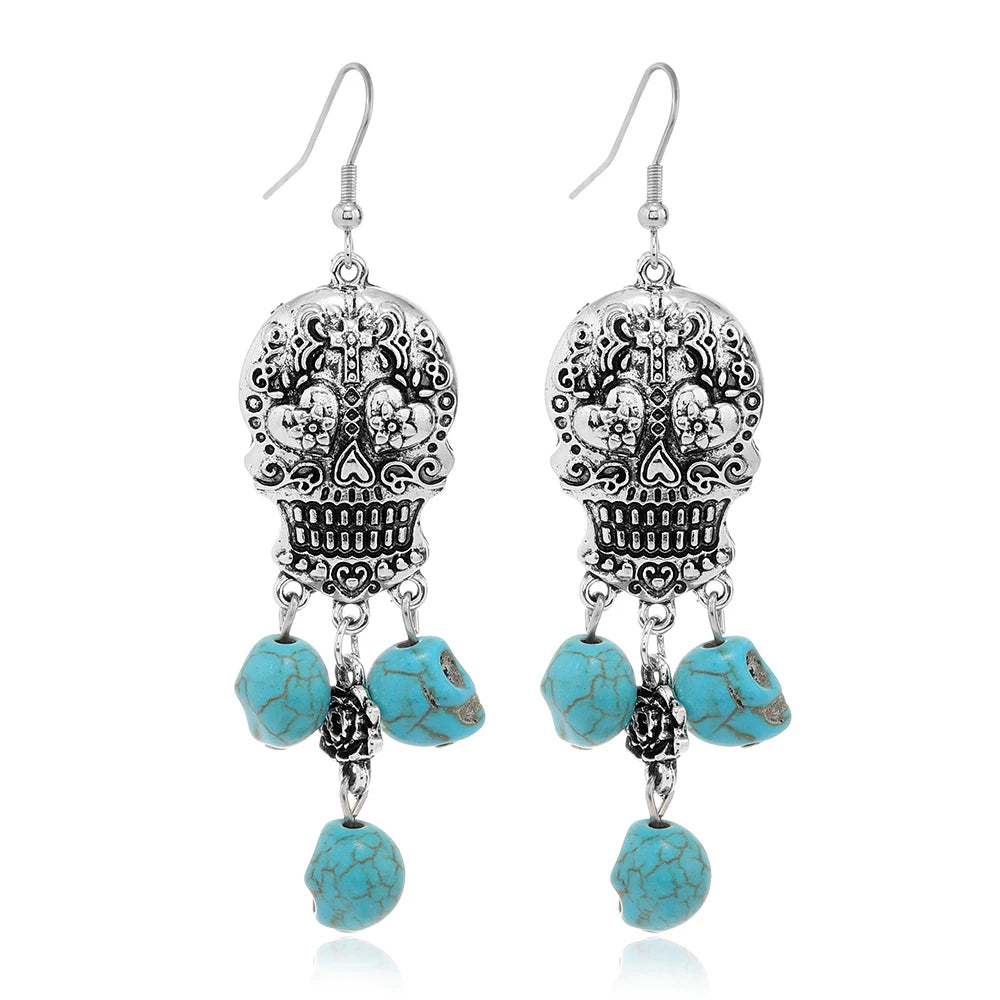 Skull Bloom Dangles Earrings