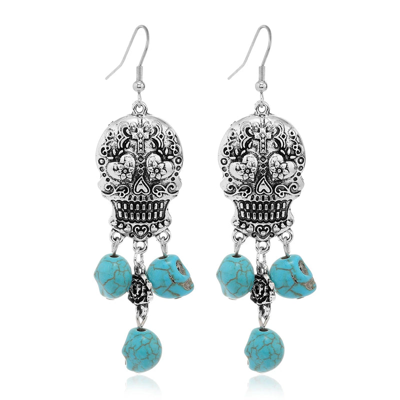 Skull Bloom Dangles Earrings