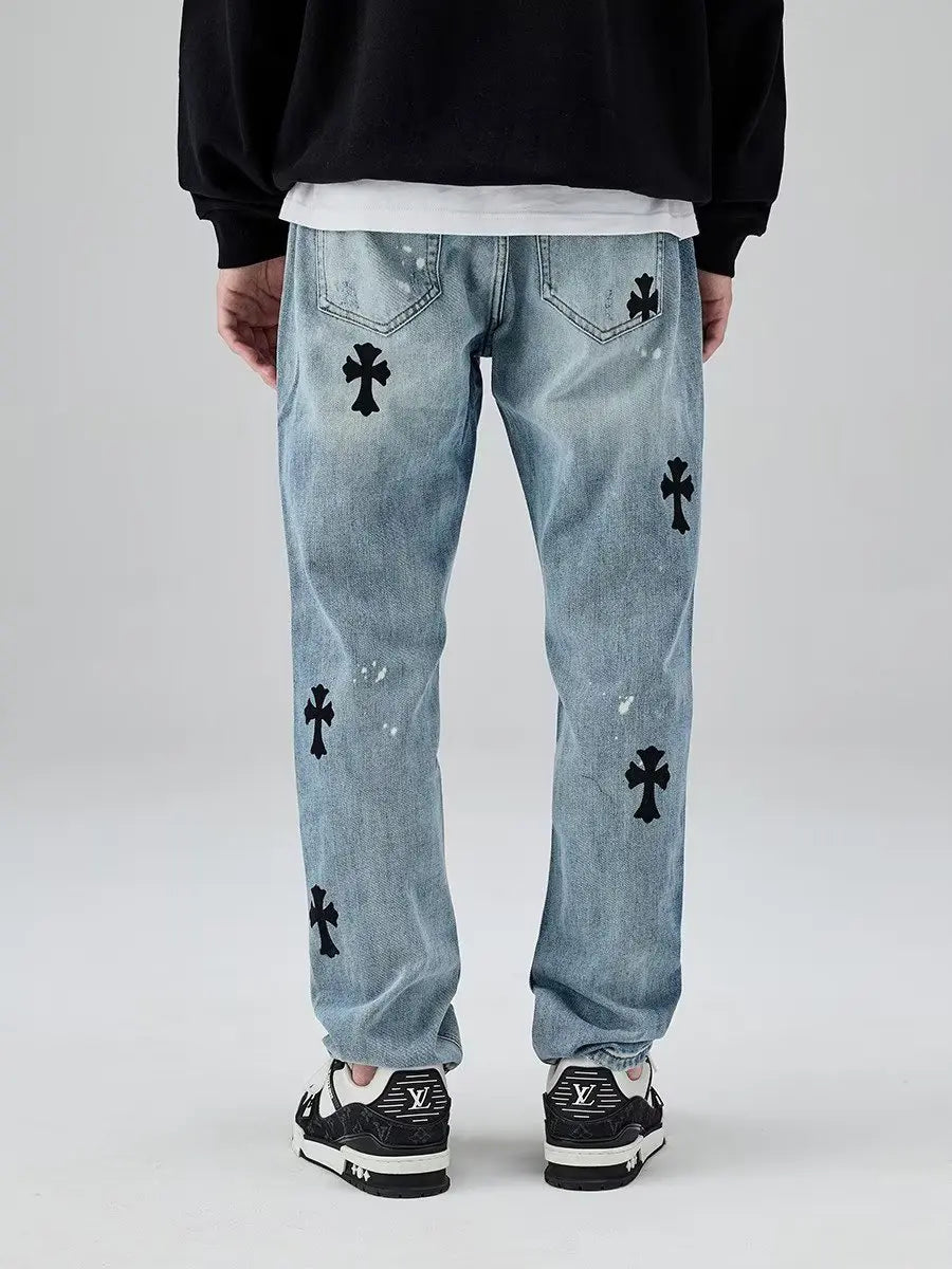Gothic Cross Retro Jeans