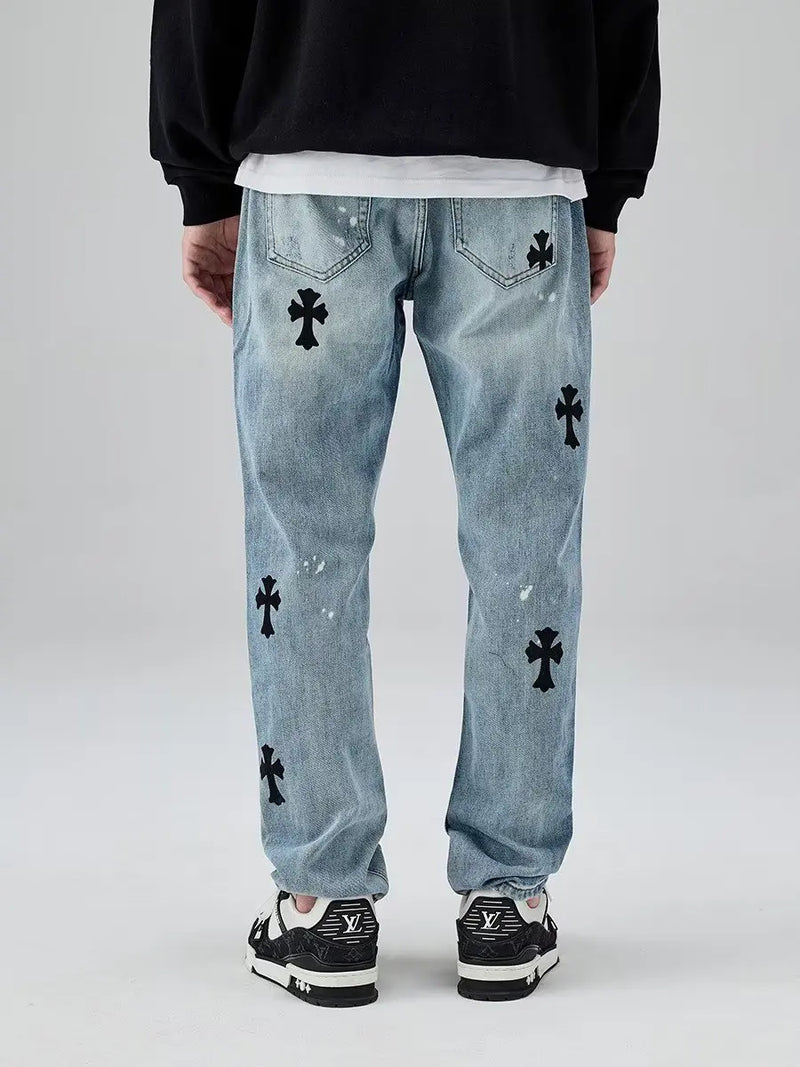 Gothic Cross Retro Jeans