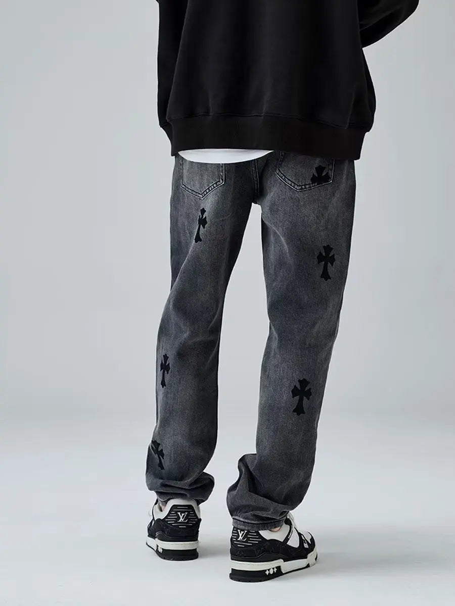 Gothic Cross Retro Jeans