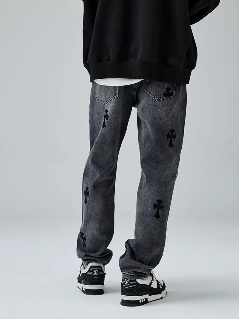 Gothic Cross Retro Jeans