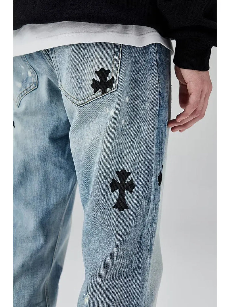 Gothic Cross Retro Jeans