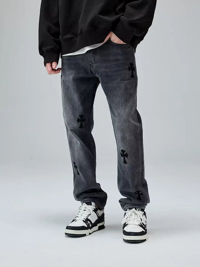Gothic Cross Retro Jeans